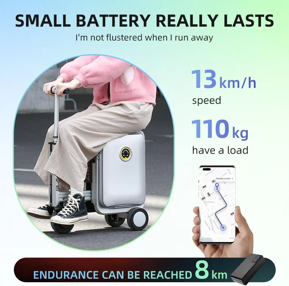 SE3S Smart Rideable Suitcase Electric Luggage Scooter For Travel (silver)