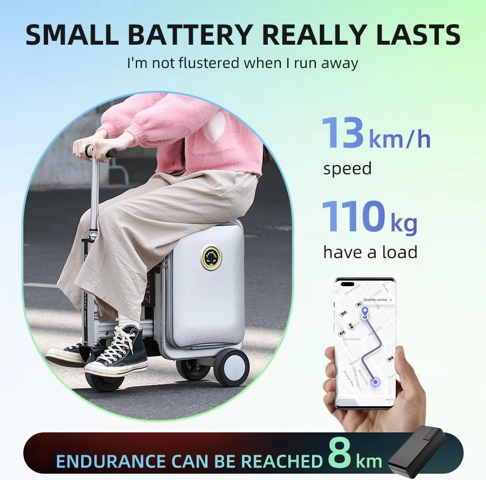 SE3S Smart Rideable Suitcase Electric Luggage Scooter For Travel (silver)
