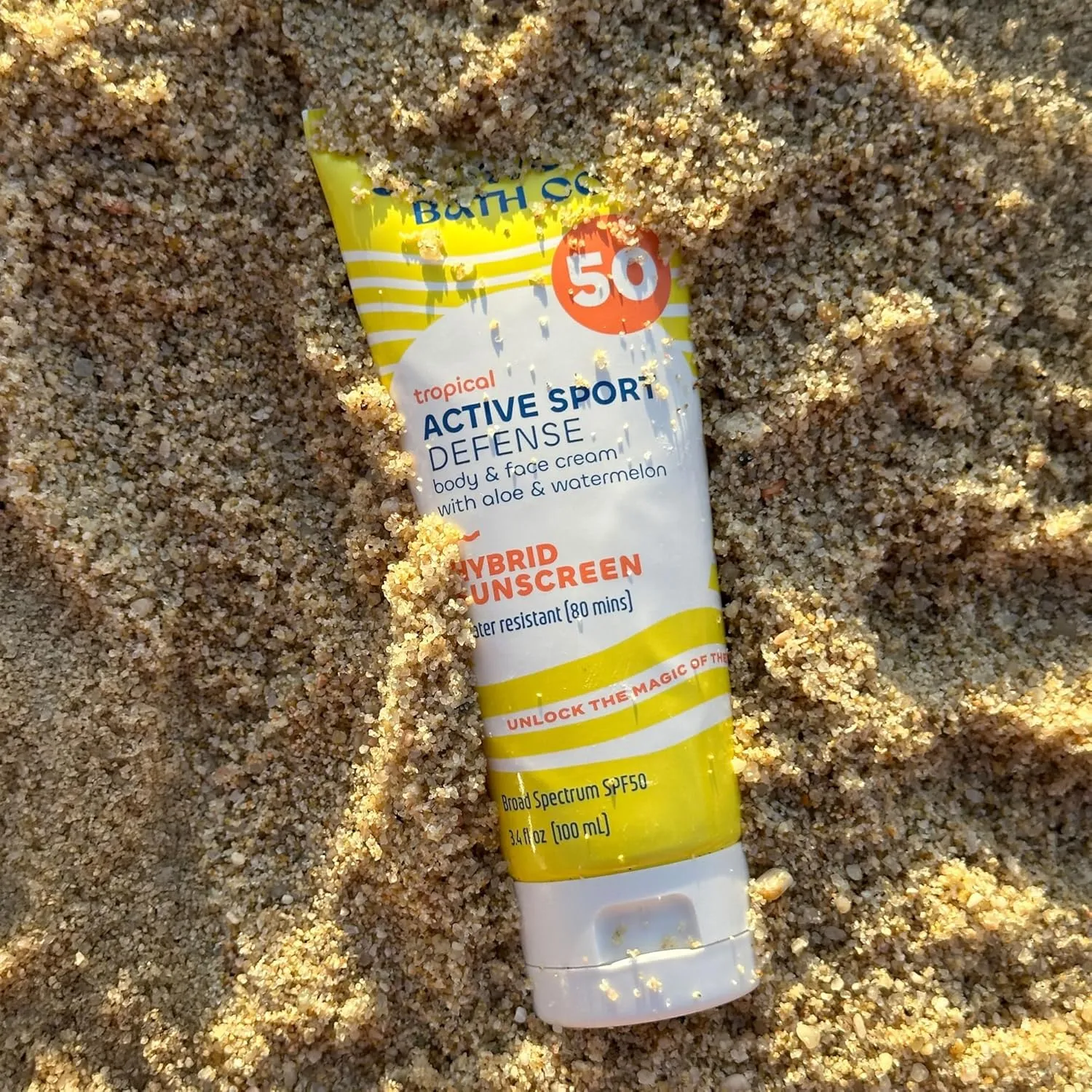 Seaweed Bath Co. Active Defense SPF 50 Sport Broad Spectrum Hybrid Sunscreen Cream, 3.4 Ounce, Sustainably Harvested Seaweed, Aloe, Watermelon