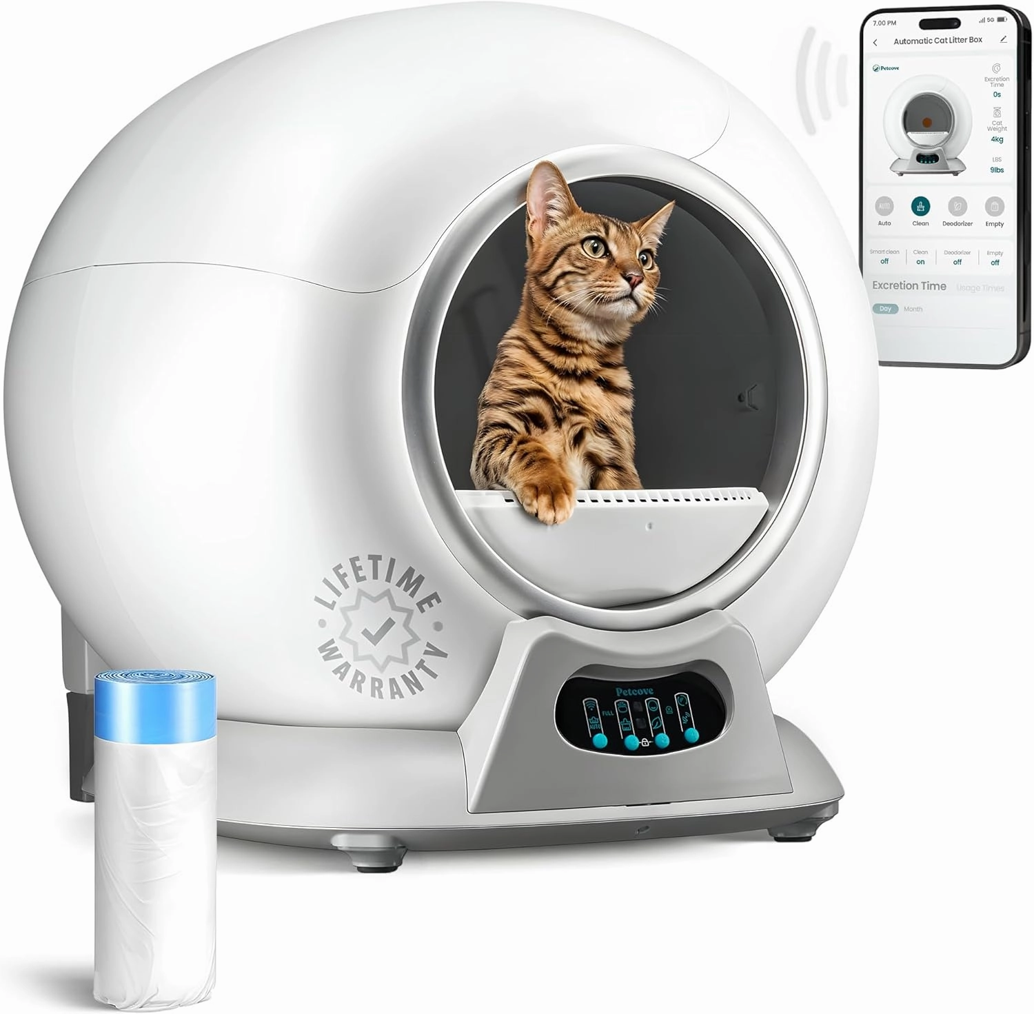 Self Cleaning Litter Box with Auto Safety Sensors for Multiple Cats - Automatic Cat Litter Box Self-Cleaning - Covered Ultra Odor Removal - Smart APP Control - Compatible On All WiFi - Electric Robot