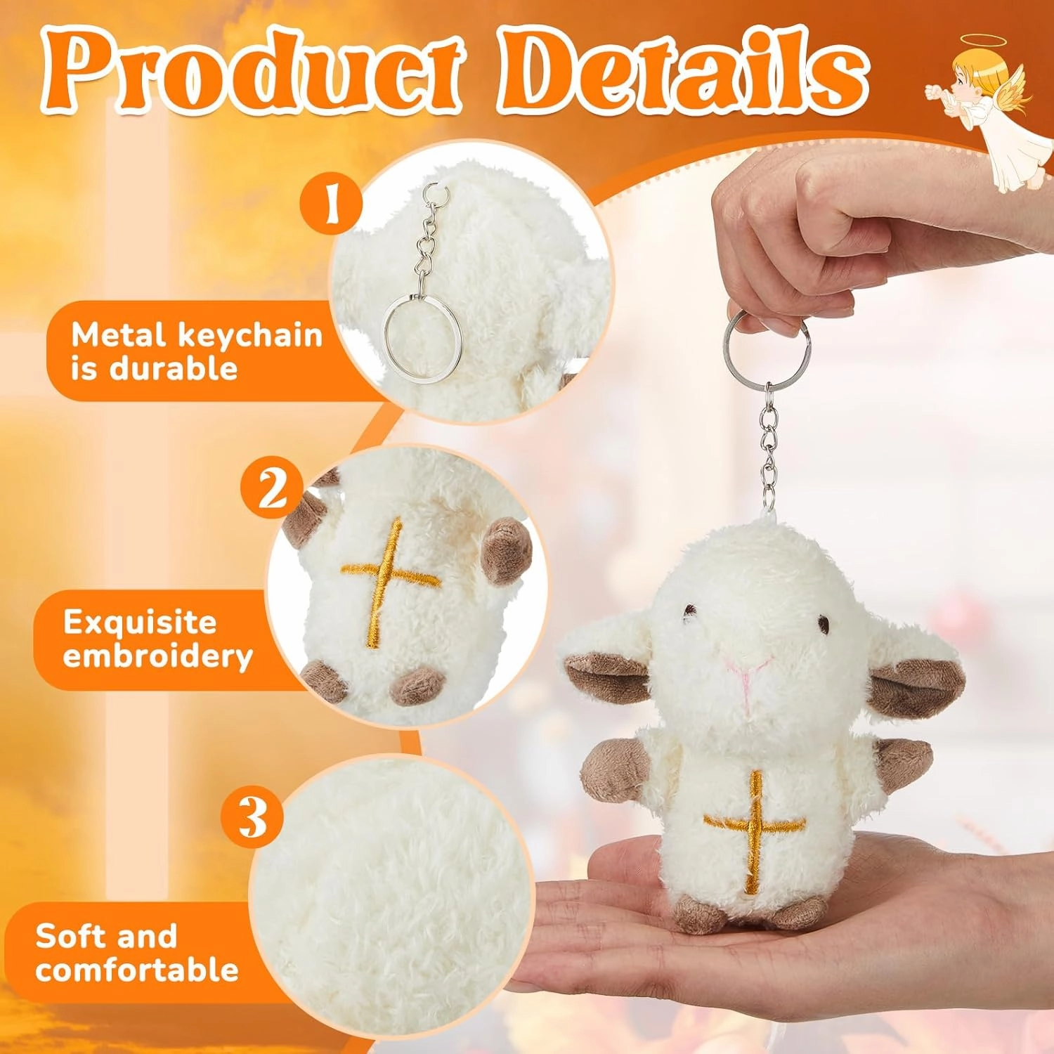 Shappy 12 Pcs Mini Plush Lambs Jesus Plush Toys Lamb of God Sheep Stuffed Animal Keychain Religious Easter Party Favors Basket Stuffers Christian Gifts for Easter Baptism First Communion Christening