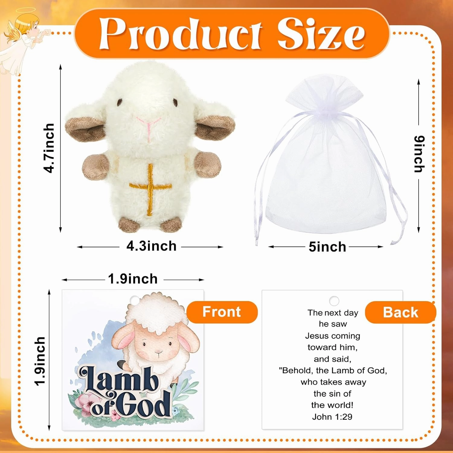 Shappy 12 Pcs Mini Plush Lambs Jesus Plush Toys Lamb of God Sheep Stuffed Animal Keychain Religious Easter Party Favors Basket Stuffers Christian Gifts for Easter Baptism First Communion Christening