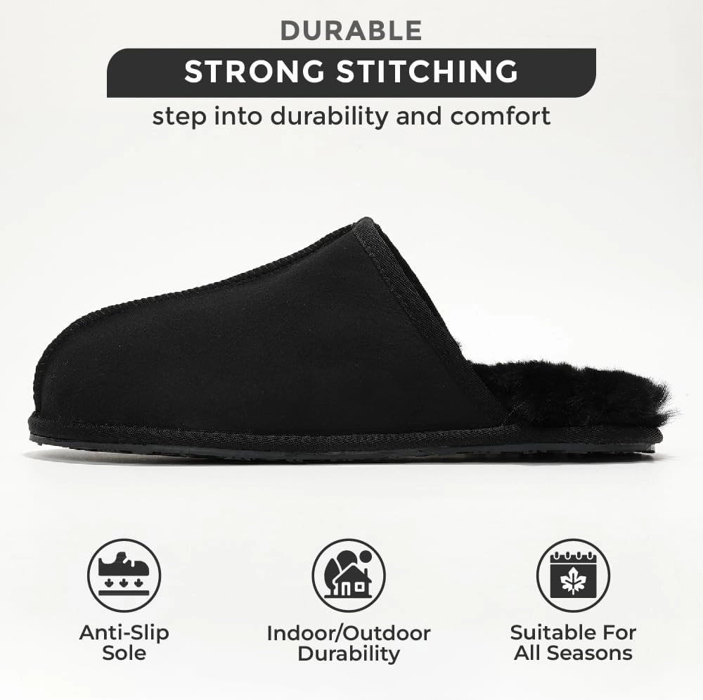 Sheepskin & Memory Foam Men's House Slippers by Project Cloud