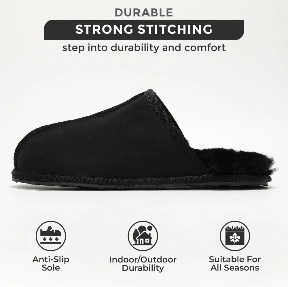 Sheepskin & Memory Foam Men's House Slippers by Project Cloud