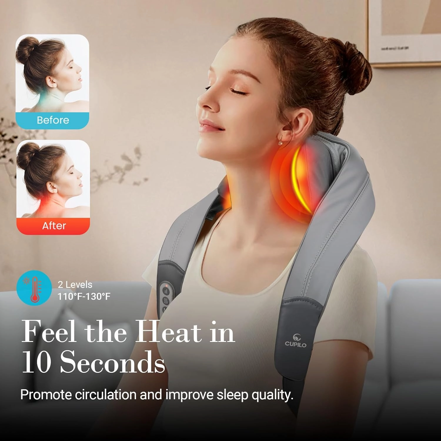 Shiatsu Neck and Shoulder Massager with Heat - FSA or HSA Eligible, Cordless 4D Deep Tissue Kneading Massager, Rechargeable Massage for Neck, Shoulder and Back, Ideal Gifts for Women,Men
