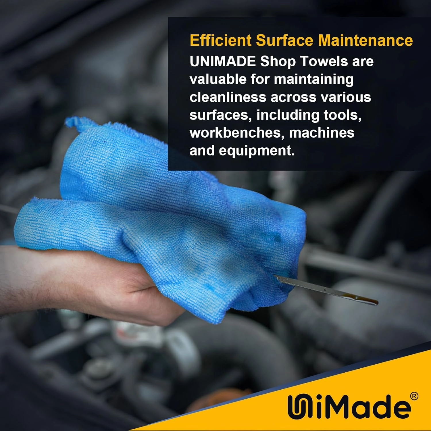 Shop Towels, 100 Pack Commercial Grade Work Rags Microfiber Towels for Cars Cleaning Rags Bulk Detailing Cloth for Automotive Bar Mechanic Restaurant Garage Housekeeping, 11.5"x 11.5", Blue