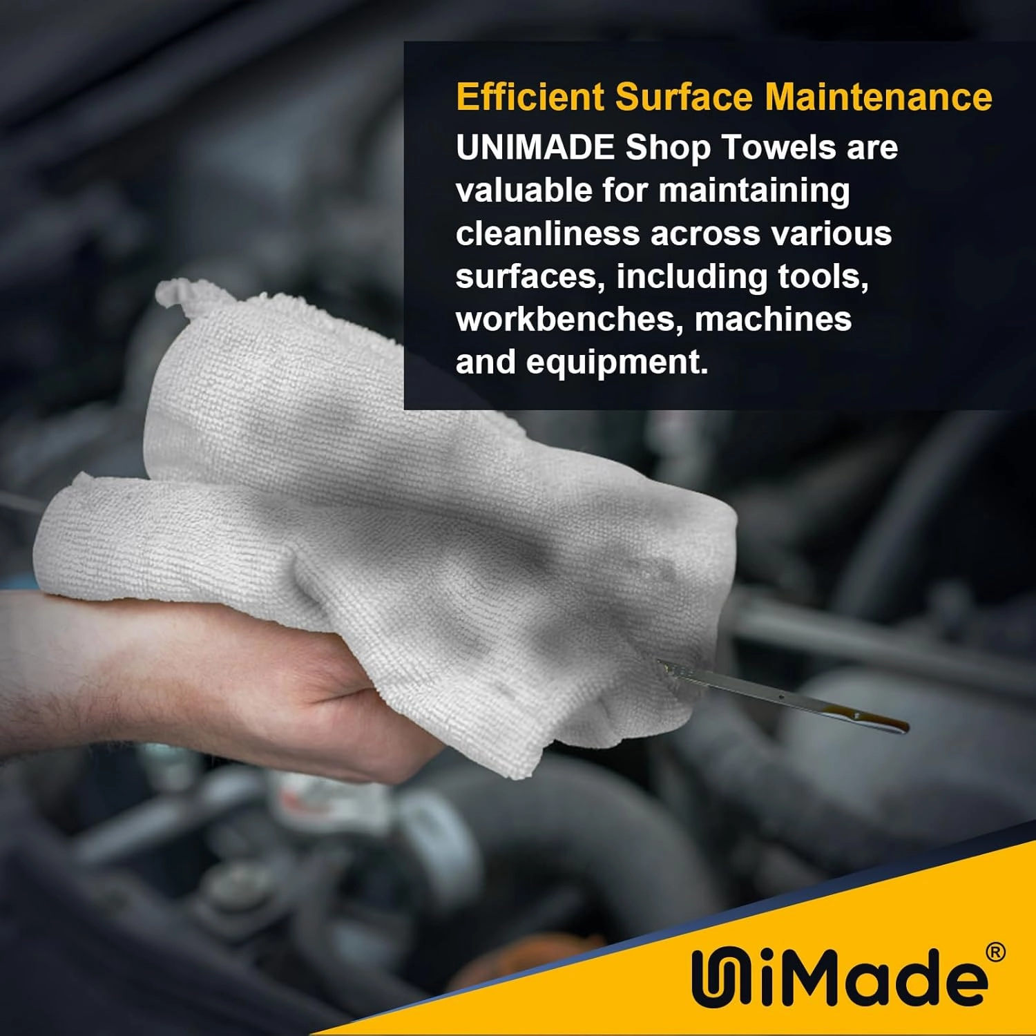 Shop Towels, 100 Pack Commercial Grade Work Rags Microfiber Towels for Cars Cleaning Rags Bulk Detailing Cloth for Automotive Bar Mechanic Restaurant Garage Housekeeping, 11.5"x 11.5", White