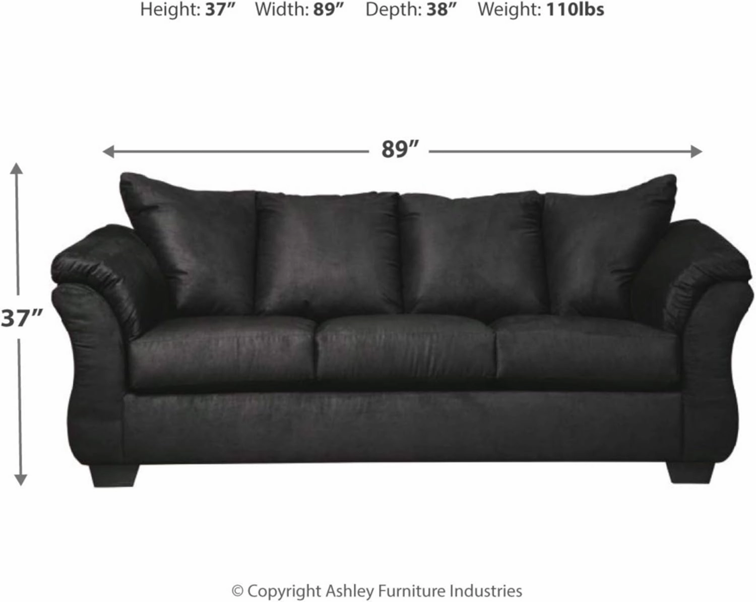 Signature Design by Ashley Darcy Classic Contemporary Sofa, Black