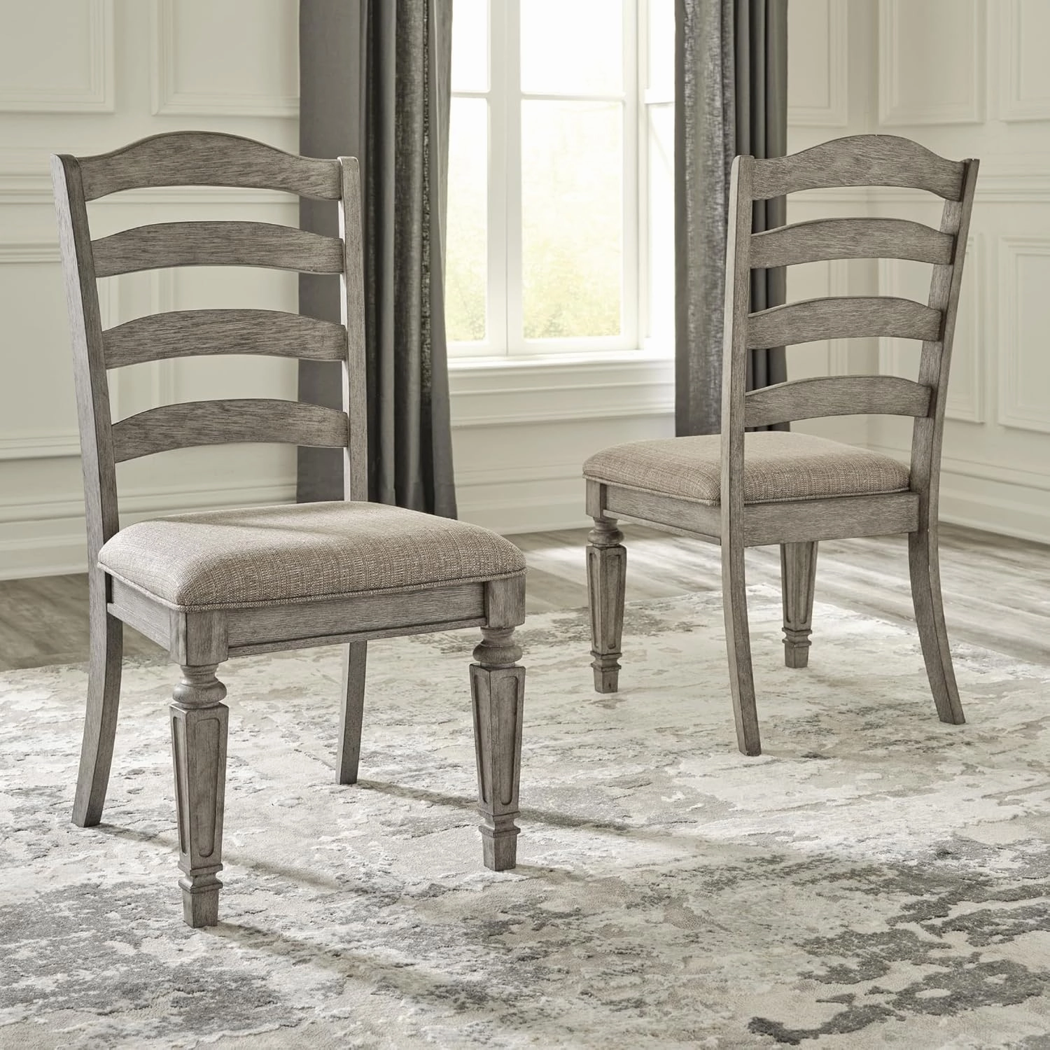 Signature Design by Ashley Lodenbay Classic Farmhouse Weathered Dining Chair, Set of 2, Antique Gray