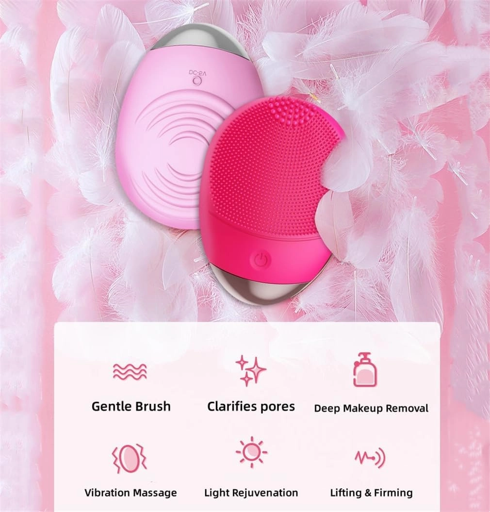 Silicone Face Scrubber, Facial Massager, Deep Makeup Removal Vibrating Massage Gentle Rejuvenation and Lifting Firming, for Mom Wife Best Friend,Purple