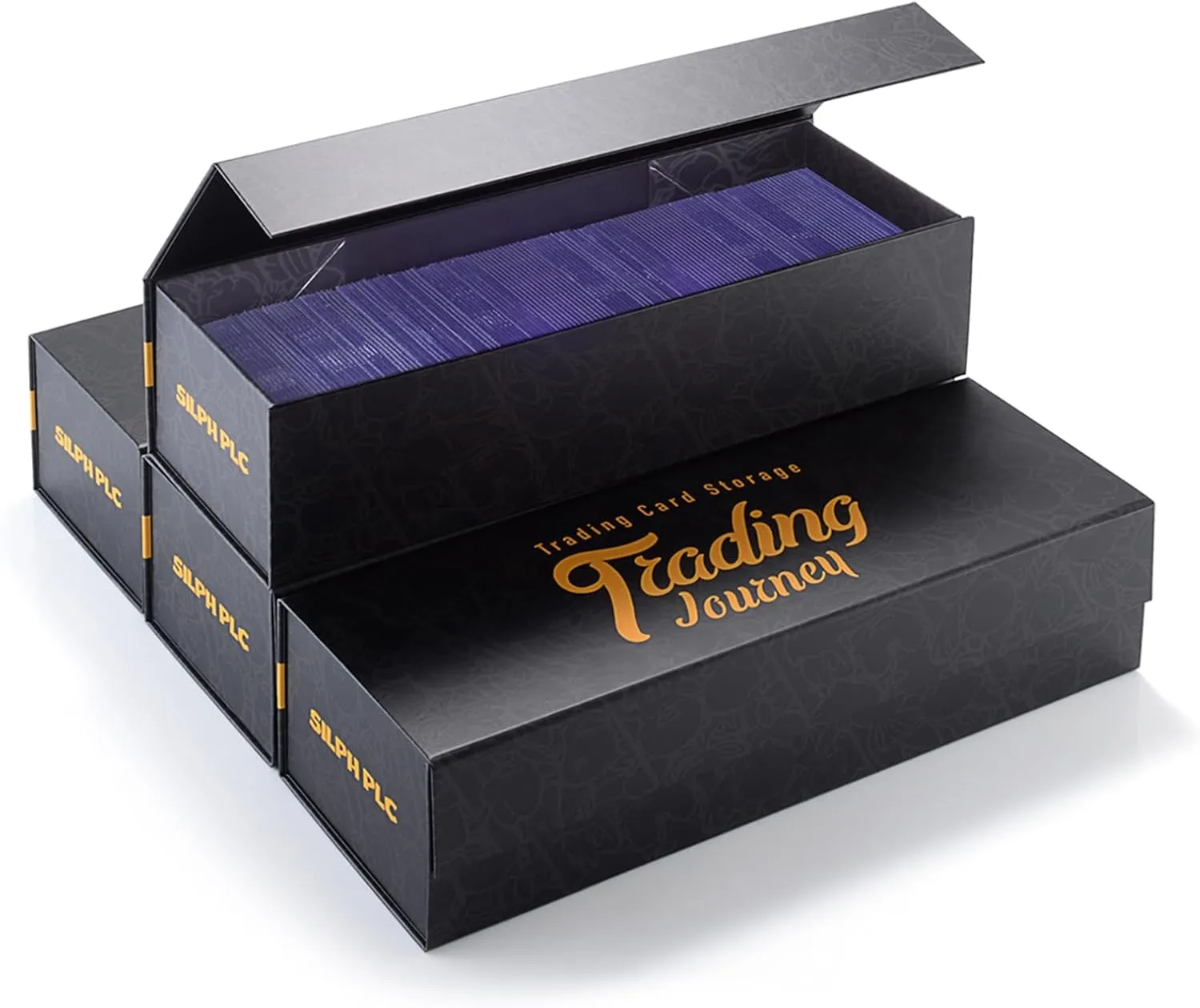 Silph PLC Trading Card Storage Box-[4 Pack], Baseball Hobby Card Holder Case with Magnet for Sports Cards, Top Loader Storage Box Cases with Labels for 800 Cards, 200 Top Loaders