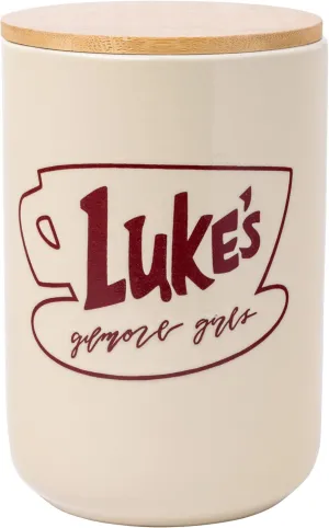 Silver Buffalo Gilmore Girls Luke's Cafe Logo Ceramic Cookie Snack Candy Jar with Airtight Bamboo Lid (Small)