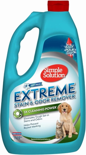 Simple Solution Extreme Pet Stain and Odor Eliminator Spray for Dogs and Cats, Enzymatic Cleaner with 3X Pro-Bacteria Cleaning Power, Strong Urine Pee & Poop Stain Remover, Spring Breeze, 1 Gal