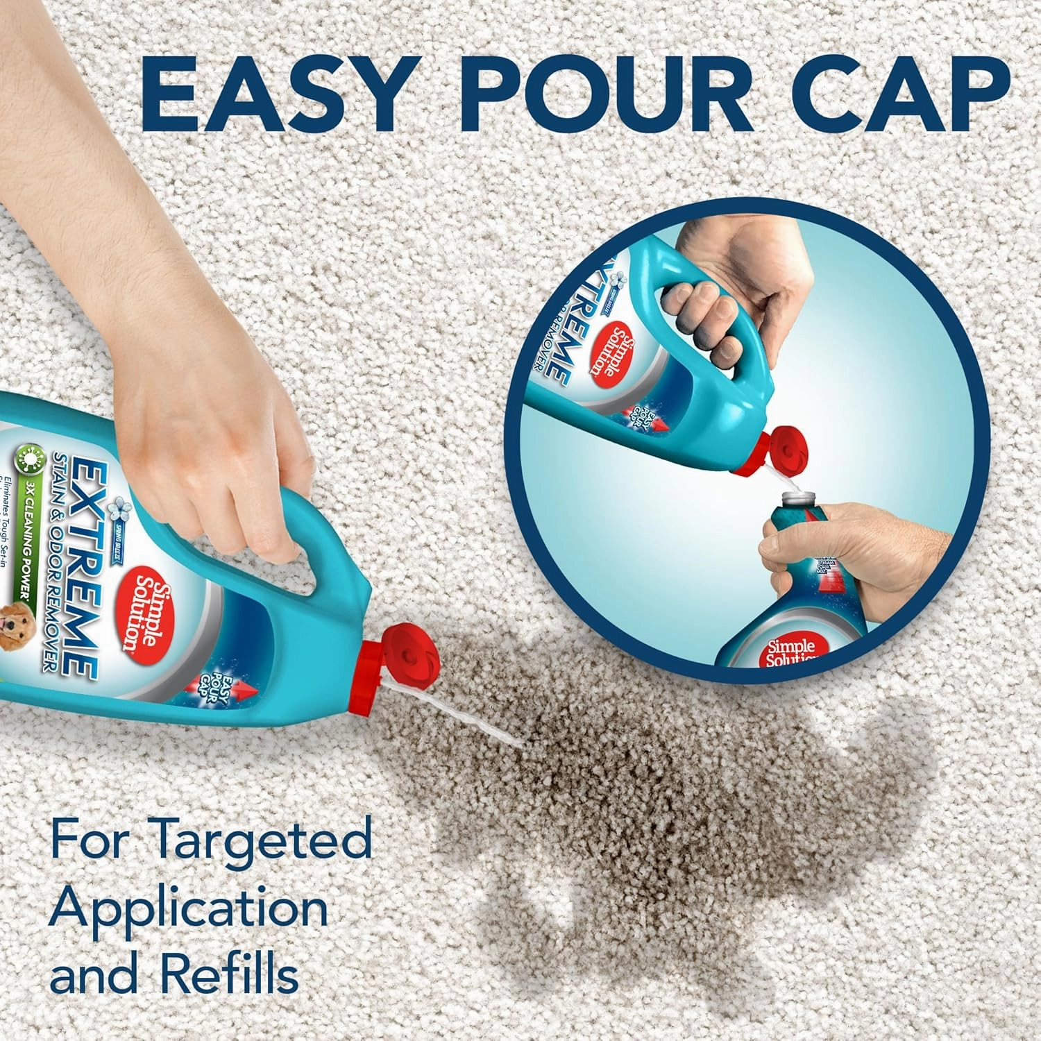 Simple Solution Extreme Pet Stain and Odor Eliminator Spray for Dogs and Cats, Enzymatic Cleaner with 3X Pro-Bacteria Cleaning Power, Strong Urine Pee & Poop Stain Remover, Spring Breeze, 1 Gal