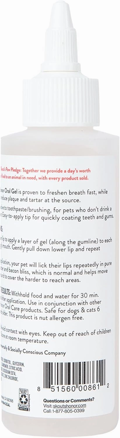 SKOUT'S HONOR Peanut Butter & Bacon Oral Gel - Fights Plaque and Tartar, Freshens Breath Fast, No Brushing Required, 4 oz