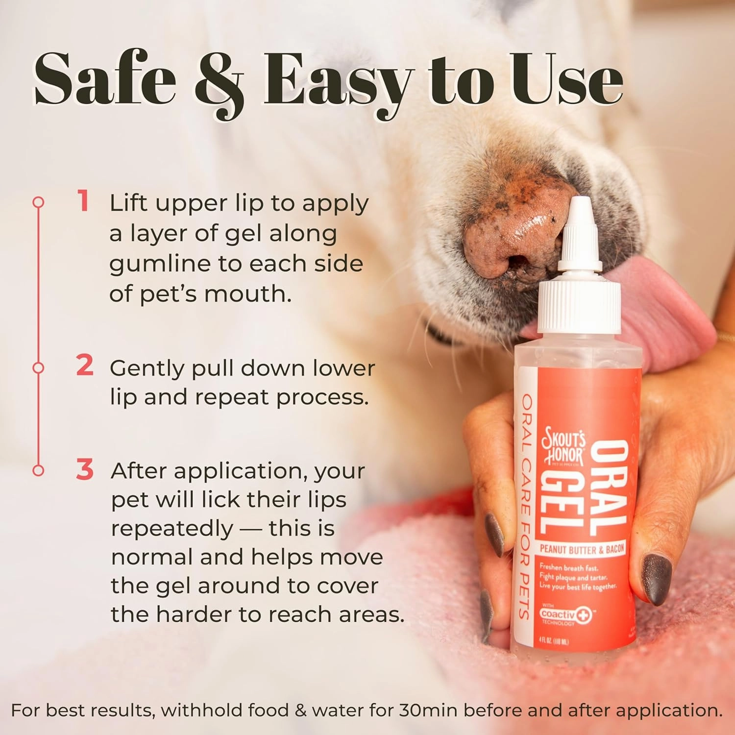SKOUT'S HONOR Peanut Butter & Bacon Oral Gel - Fights Plaque and Tartar, Freshens Breath Fast, No Brushing Required, 4 oz
