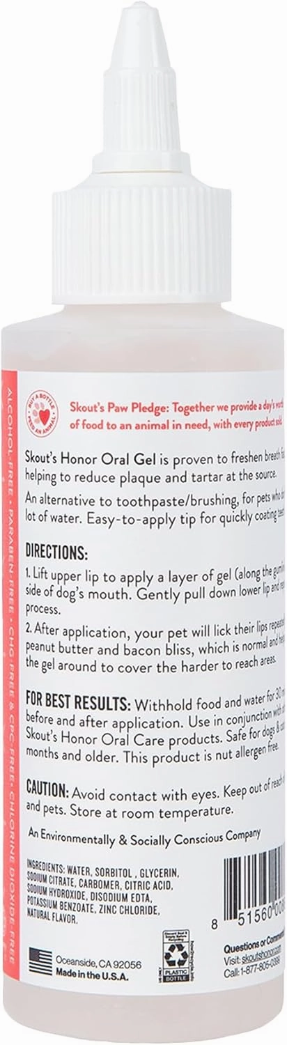 SKOUT'S HONOR Peanut Butter & Bacon Oral Gel - Fights Plaque and Tartar, Freshens Breath Fast, No Brushing Required, 4 oz