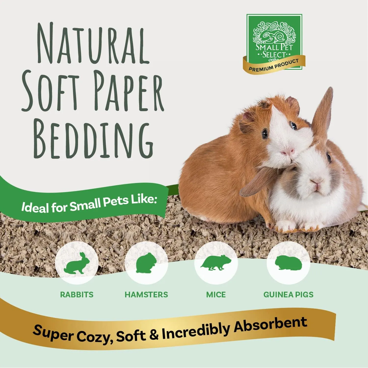 Small Pet Select Natural Paper Bedding, Jumbo 178L, 2-pack