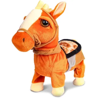 Smalody Plush Interactive Toy Animated Walking Electronic Pet Robot Toys Horse with Leash Pony for Boys & Girls Kids (Brown)