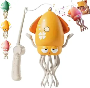 Smart Tentacle Explorer, Magic Dancing Octopus Toy, Electric Dancing Octopus Baby Toy, Crazy 8-Leg Auto-Dance Octopus Toys, Automatic Evasion Toys with LED Light and Music (Yellow Fishing Rod)