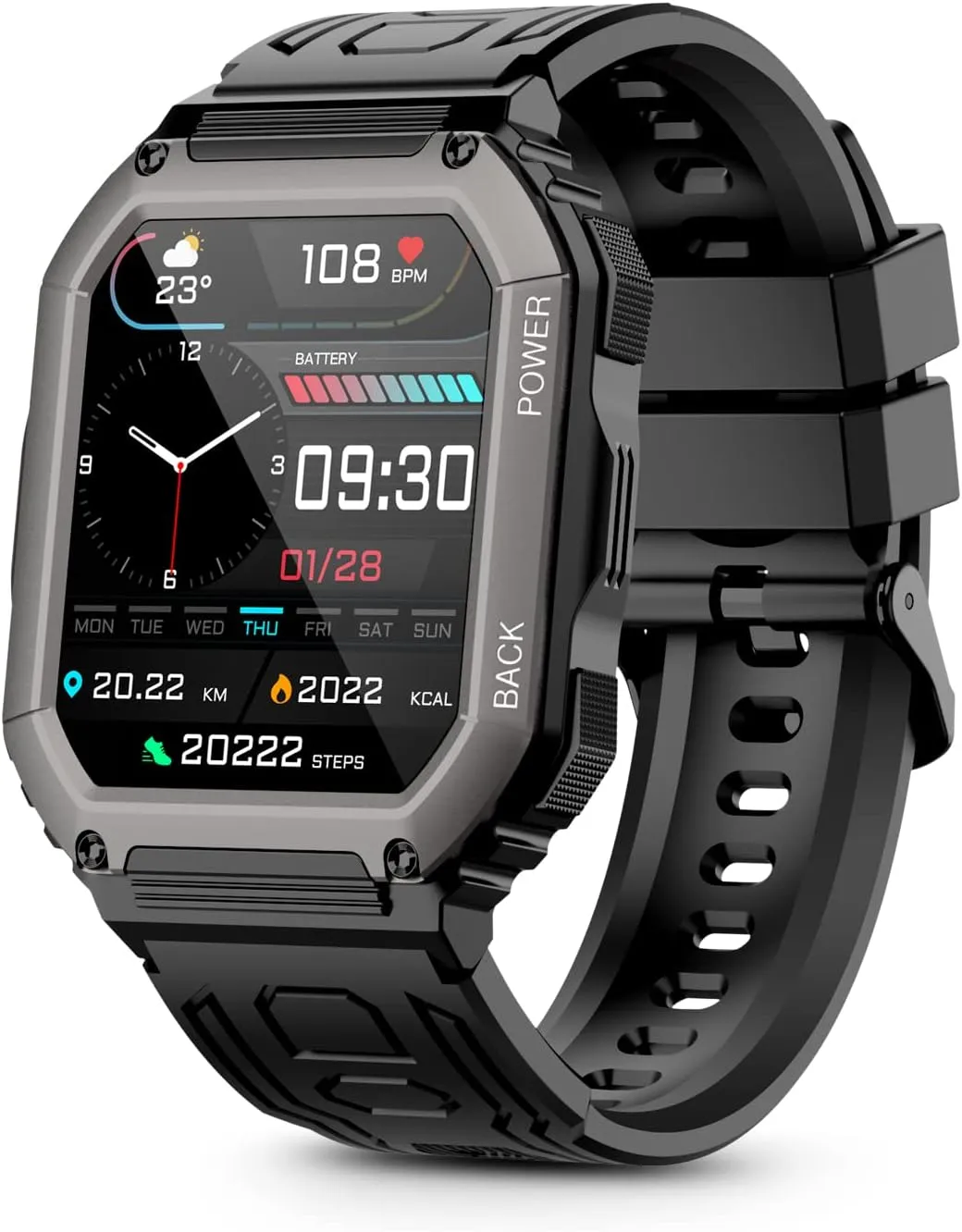 Smart Watches for Men with Bluetooth Call(Answer/Dial Calls) Tactical Outdoor Sports100  Smartwatch for Android and iPhone 5ATM Waterproof Watch with 1.8 Inches Big Screen Fitness Tracker