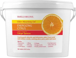 SMELLS BEGONE Odor Absorber Gel - Air Freshener & Odor Eliminator for Homes, Garages & Commercial Buildings - Industrial Size - Energizing Citrus Scent - 1 Gallon