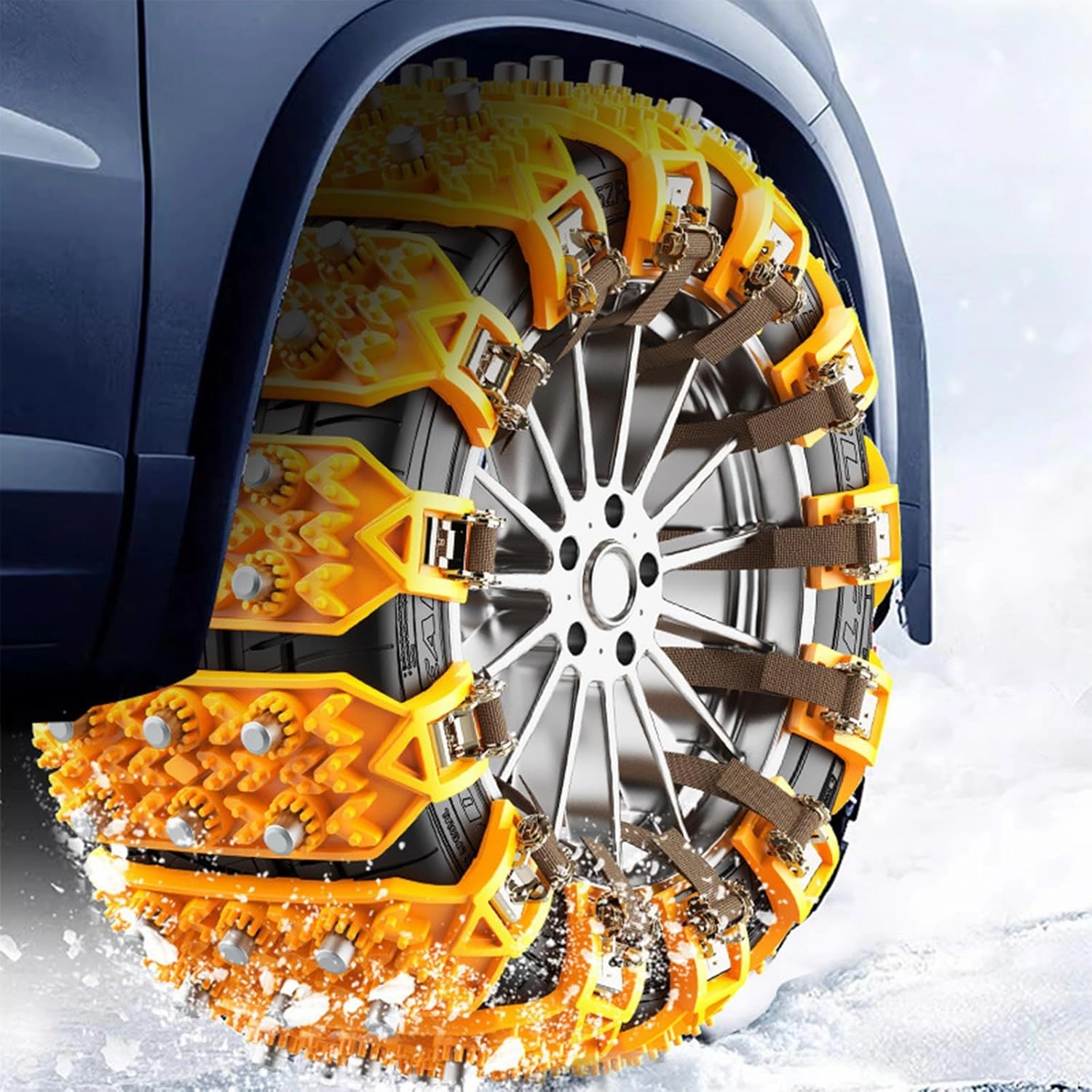 Snow Chains for Car for Smart fortwo/Brabus fortwo C451 A451 Coupé/Cabrio (C 451) 2007-2015 Reusable Tire Chains Winter Tire Wheel Chains Adjustable Emergency Snow Chains,Black-10 pcs