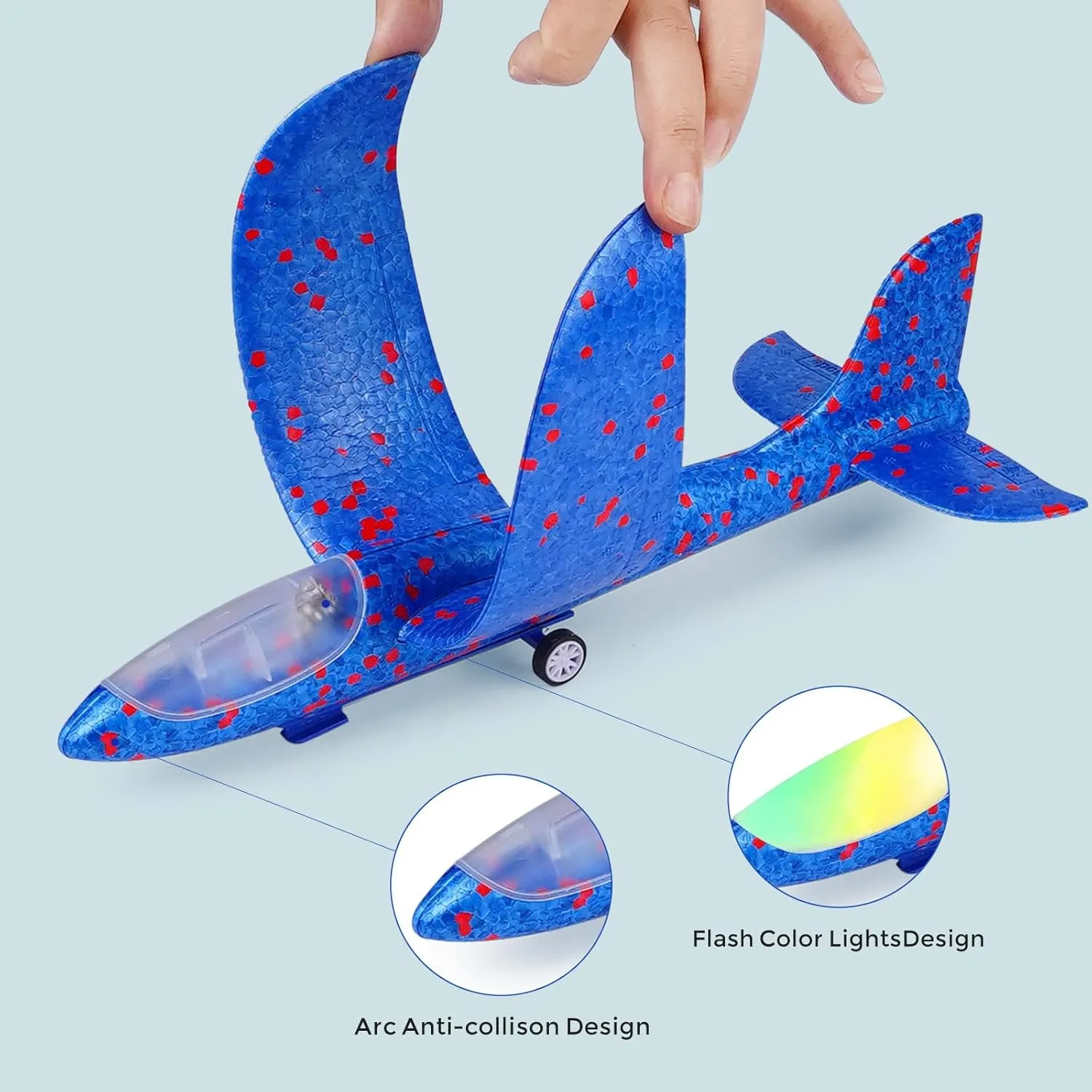 SO&MOTOYS 3 Pack Airplane Toy Airplane Launcher Toys, LED Light& EVA Foam Glider Catapult Plane Toy for Boys,Outdoor Flying Toys Birthday Gifts for Boys and Girls 6-12 Years Old