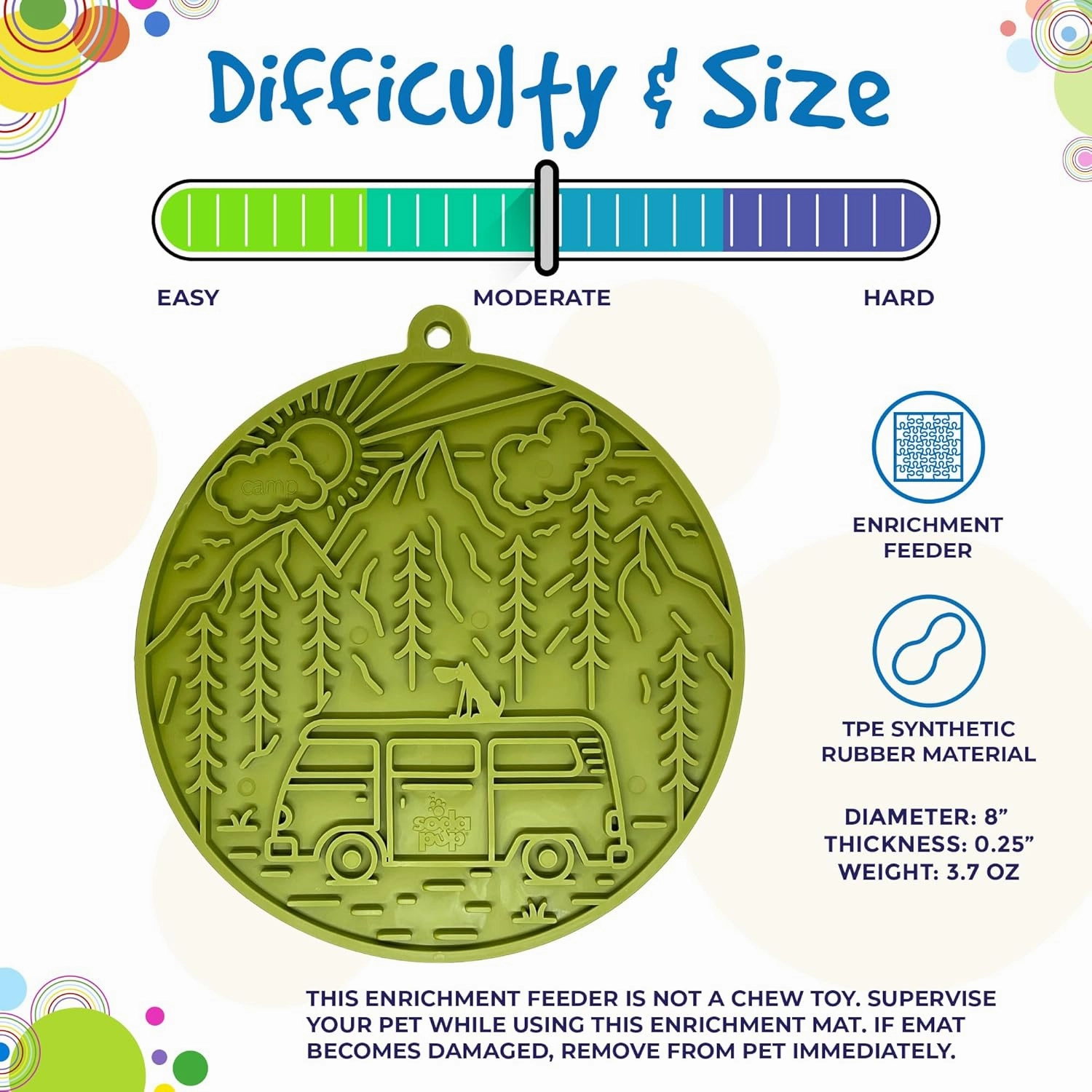 SodaPup Camp eMat – Durable Enrichment Feeder with Suction Cups Made in USA from Non-Toxic, Pet-Safe, Food Safe Rubber for Mental Stimulation, Digestive Health, Avoid Overfeeding, Calming, More