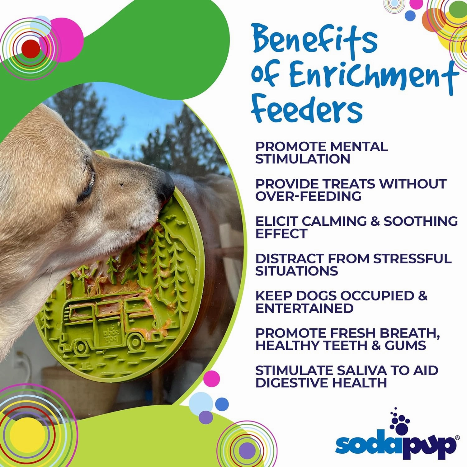 SodaPup Camp eMat – Durable Enrichment Feeder with Suction Cups Made in USA from Non-Toxic, Pet-Safe, Food Safe Rubber for Mental Stimulation, Digestive Health, Avoid Overfeeding, Calming, More