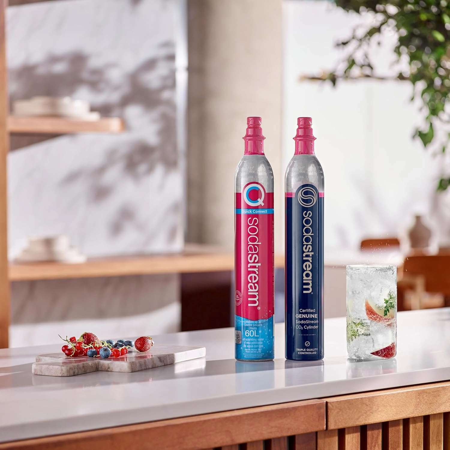 SodaStream CO2 Gas Refill Pack - 2 Cylinders, Pink CQC System - Use box to return your empty cylinders and earn an Amazon.com Gift Card - Compatible with Terra, ART, E-Terra, Aqua Fizz and others