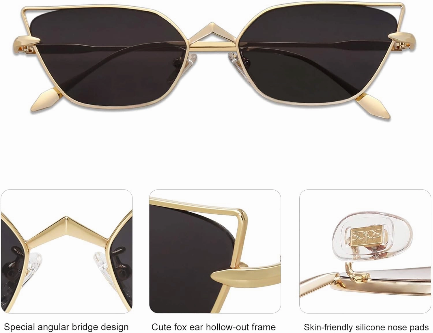 SOJOS Small Cateye Sunglasses Fashion Narrow Fun Trendy Rectangle Sunnies SJ1127