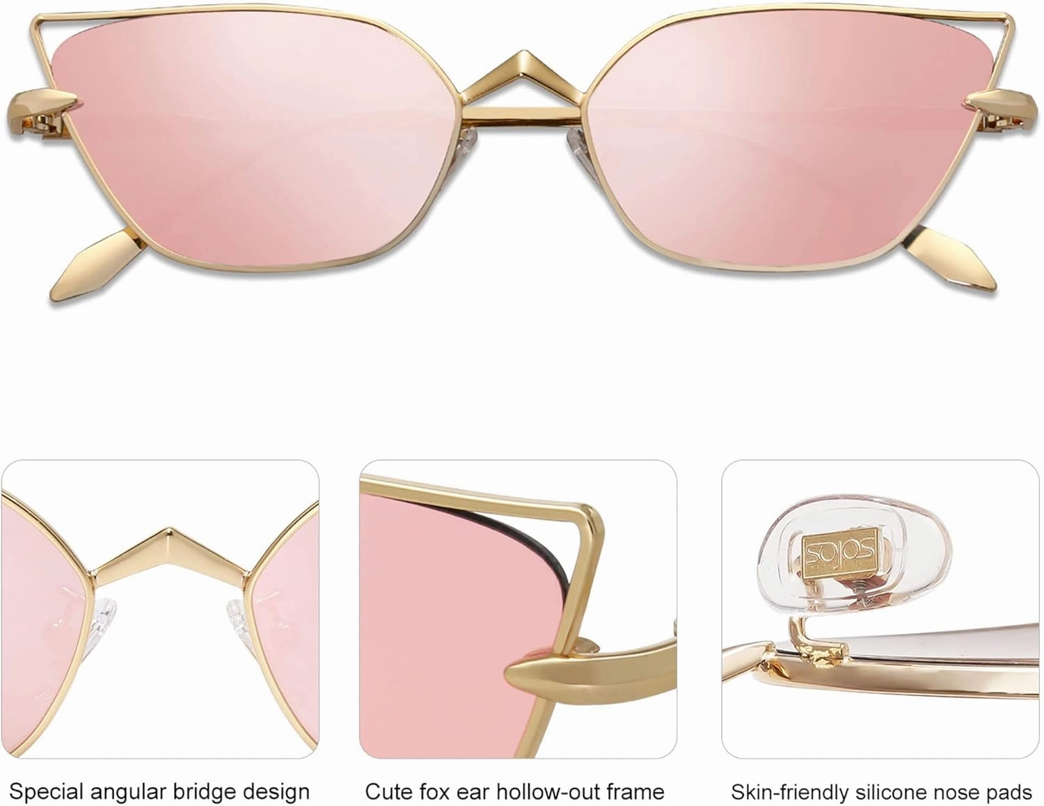 SOJOS Small Cateye Sunglasses Fashion Narrow Fun Trendy Rectangle Sunnies SJ1127