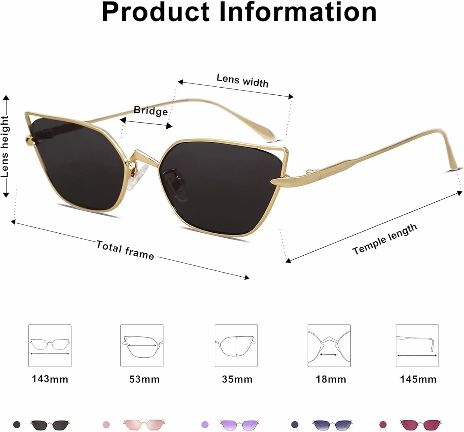 SOJOS Small Cateye Sunglasses Fashion Narrow Fun Trendy Rectangle Sunnies SJ1127