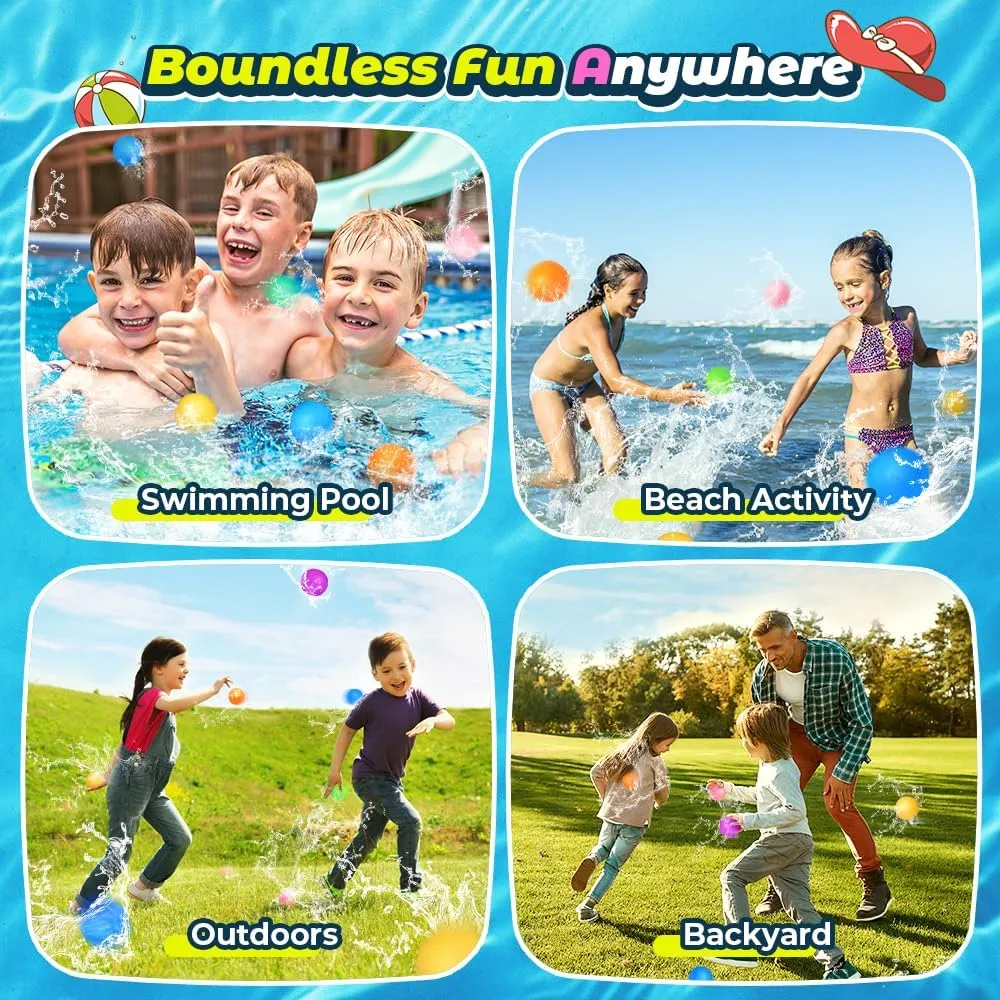 SOPPYCID 16Pcs Reusable Water Balloons for Kids, Pool Beach Water Toys for Boys and Girls, Summer Toy for Outdoor Games