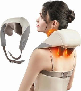 SORELAX Mini Shiatsu Neck Massager, Shoulder Massager with Heat for Pain Relief Deep Tissue, Neck, Back, Shoulder, Leg Electric Kneading Massager, Perfect Gifts for Men Women Dad Mom (Grey)