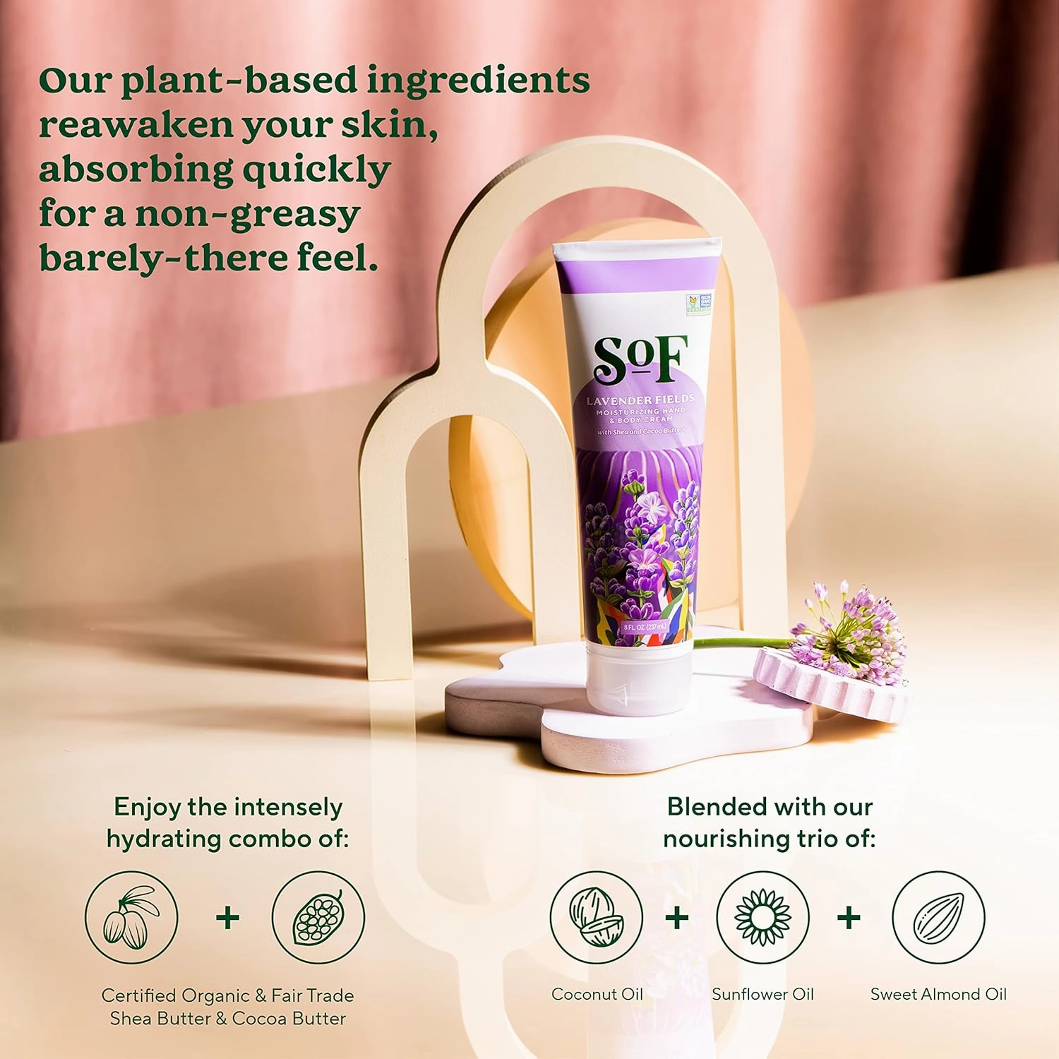 South Of France SoF Moisturizing Hand & Body Cream - With Organic Shea   Cocoa Butter and Sweet Almond Oil,Non GMO & Vegan,Variety Pack, 8 Fl Oz, 4 Pack