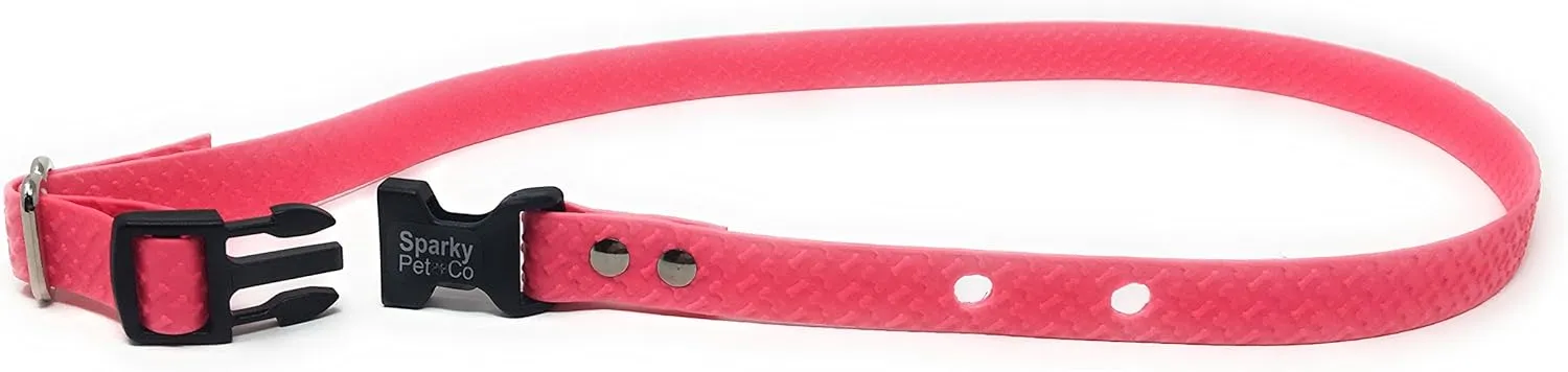 Sparky PetCo 1" 2 Hole 1.25" Biothane Universal Bone Embossed Dog Strap (NEON Pink)