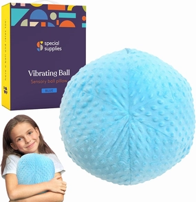 Special Supplies Vibrating Ball Pillow Sensory Pressure Activated for Kids and Adults, Plush Minky Soft Cover with Textured Therapy Stimulation Bumps, Blue