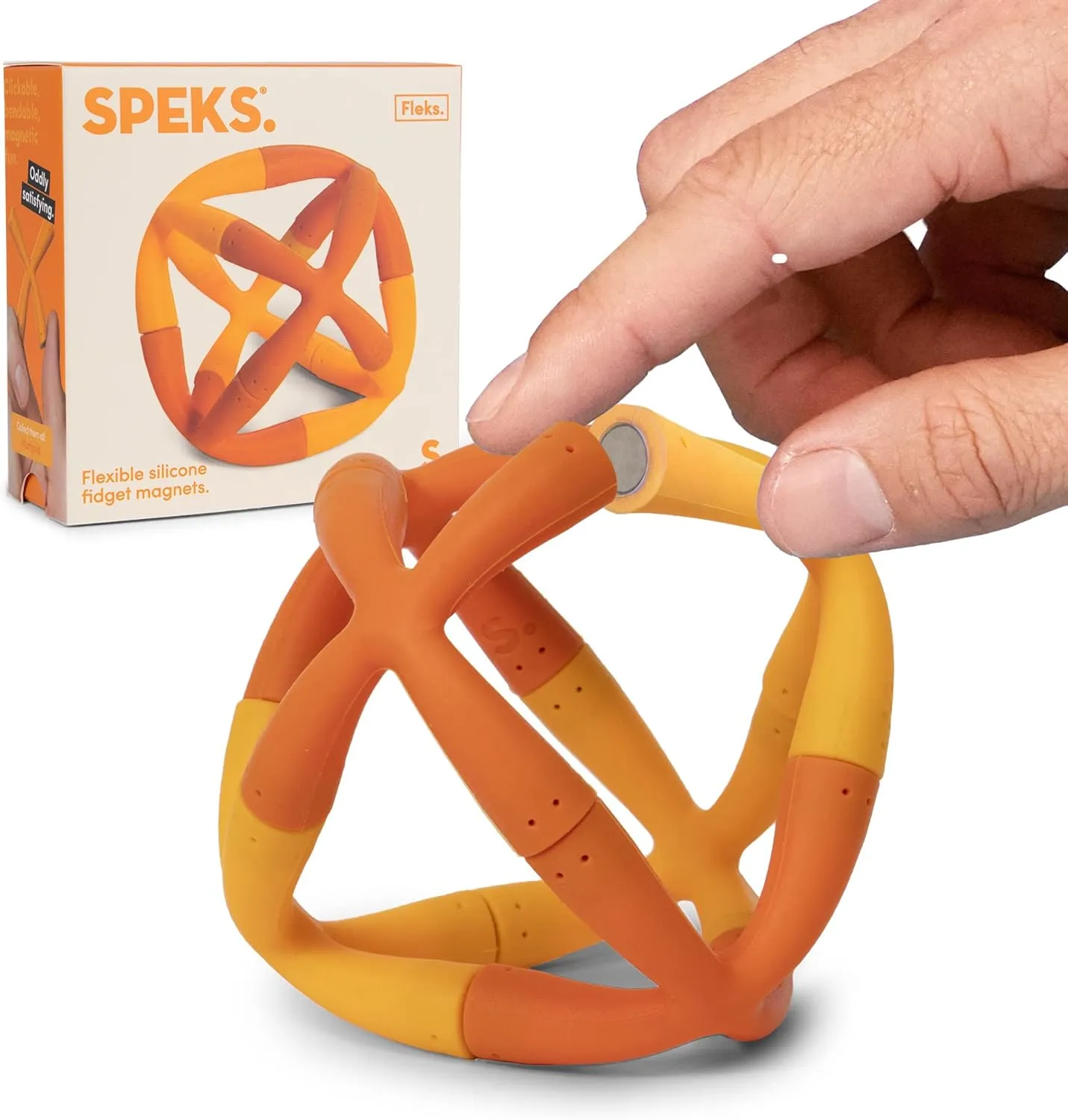 Speks Fleks Flexible Silicone Magnetic Fidget Toy - Fun Desk Toy for Adults & Teens 14  | Sensory Gadget, Stress Relief | 6-Piece Set, Marigold