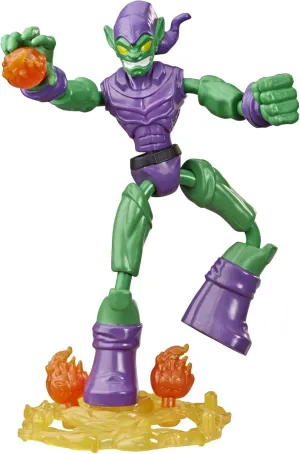 Spider-Man Marvel Bend and Flex Green Goblin Action Figure Toy, 6-Inch Flexible Figure, Includes Blast Accessories, for Kids Ages 4 and Up