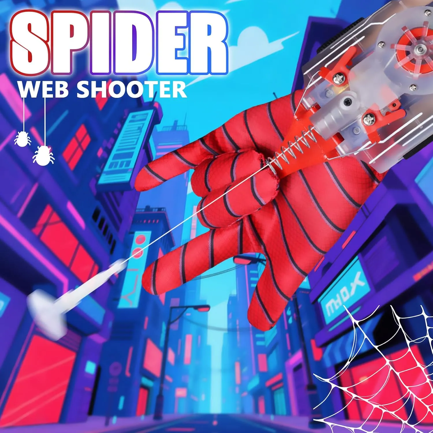 Spider Web Shooter Pro, Web Launcher String Shooters Toy, Cool Gadgets, USB Charging, Instant Retract Button, Ultimate Superhero Gift (Colored)