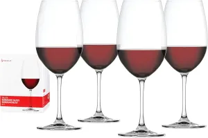 Spiegelau Salute Bordeaux Wine Glasses, Set of 4, European-Made Lead-Free Crystal, Classic Stemmed, Dishwasher Safe, Professional Quality Red Wine Glass Gift Set, 25 oz