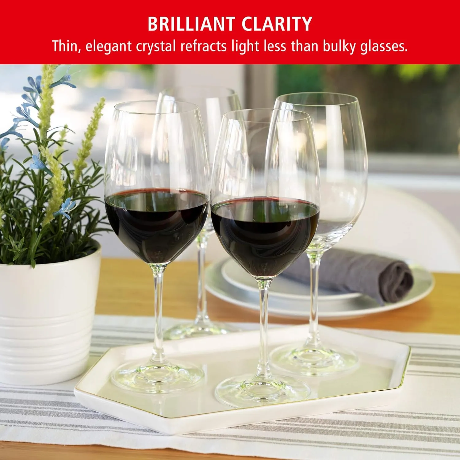 Spiegelau Salute Bordeaux Wine Glasses, Set of 4, European-Made Lead-Free Crystal, Classic Stemmed, Dishwasher Safe, Professional Quality Red Wine Glass Gift Set, 25 oz