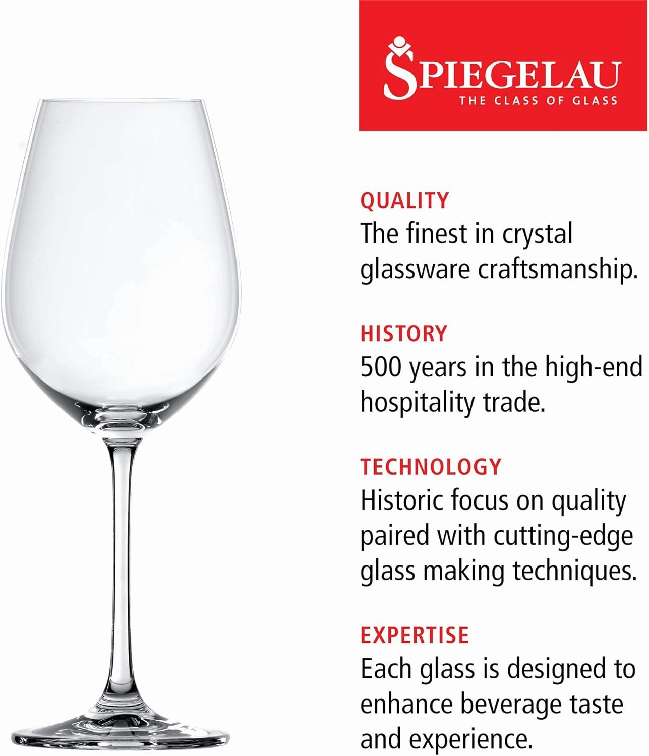 Spiegelau Salute Red Wine Glasses, Set of 4, European-Made Lead-Free Crystal, Classic Stemmed, Dishwasher Safe, Professional Quality Red Wine Glass Gift Set, 19.4 oz