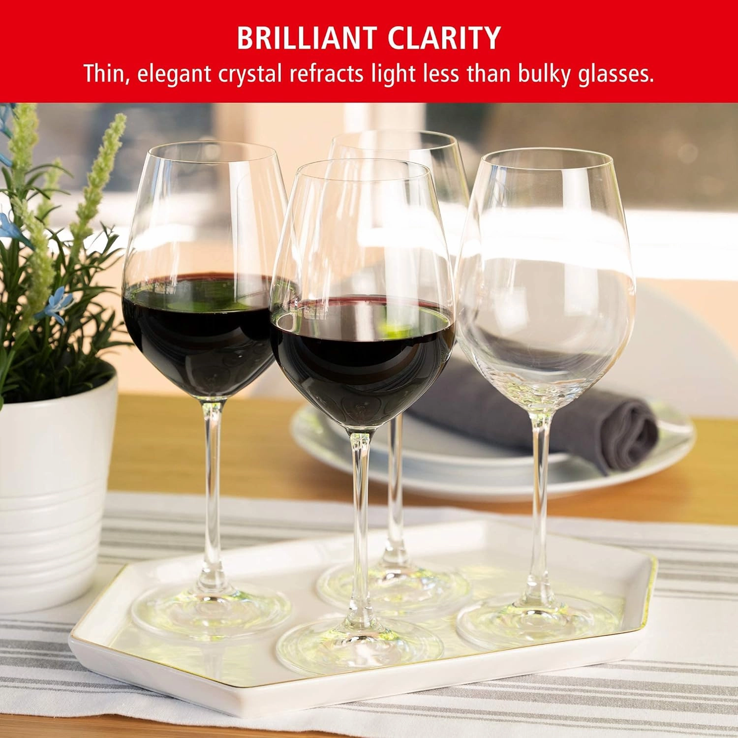Spiegelau Salute Red Wine Glasses, Set of 4, European-Made Lead-Free Crystal, Classic Stemmed, Dishwasher Safe, Professional Quality Red Wine Glass Gift Set, 19.4 oz
