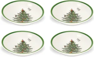 Spode Christmas Tree Ascot 8-Inch Cereal Bowls - Set of 4, Durable Earthenware Bowls for Breakfast, Oatmeal, Cereal, or Soup - Festive Design, Microwave and Dishwasher Safe - Beautifully Gift Boxed