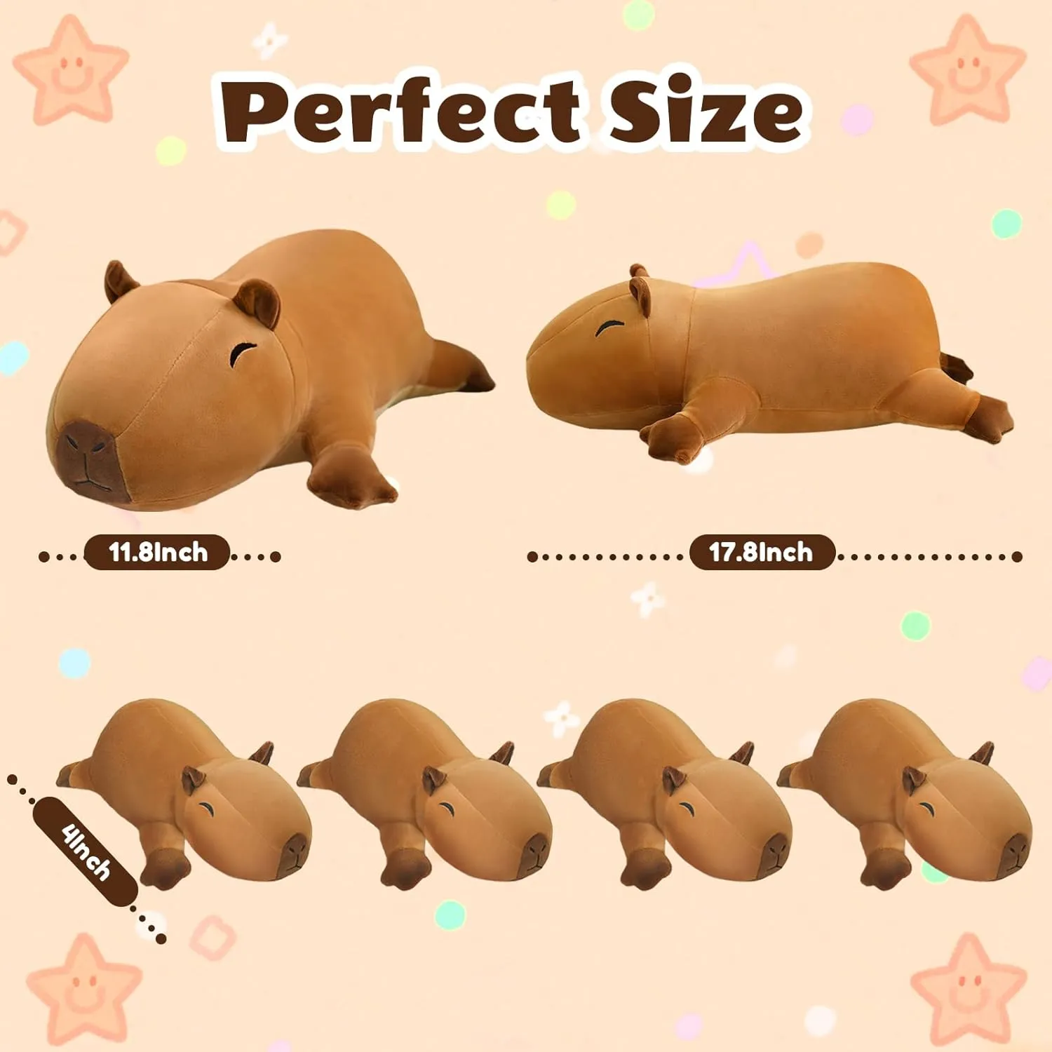 SQEQE Stuffed Capybara Plush - Cute Capybara Mommy with 4 Babies Surprise Soft Animal Toy Christmas, Valentine's, Birthday Gifts Ideal for Boys and Girls