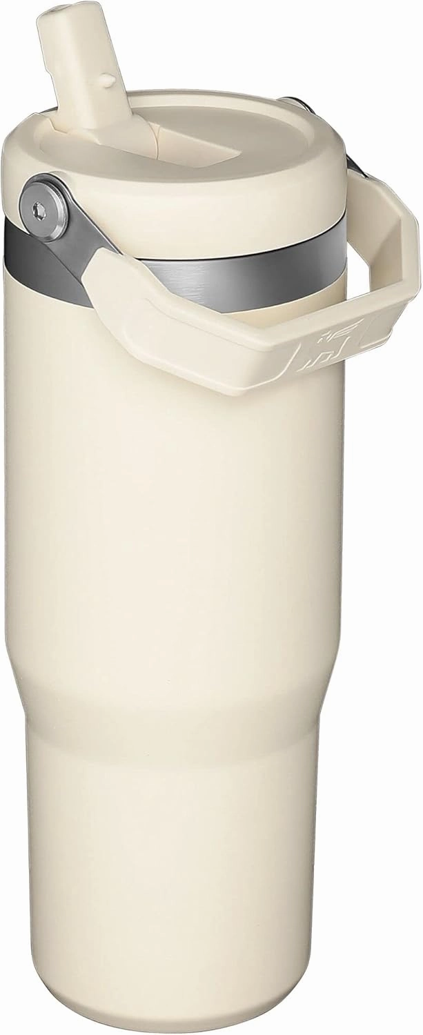 STANLEY IceFlow Stainless Steel Tumbler with Straw - Vacuum Insulated Water Bottle for Home, Office or Car - Reusable Cup with Straw Leak Resistant Flip - Cold for 12 Hours or Iced for 2 Days (Cream)