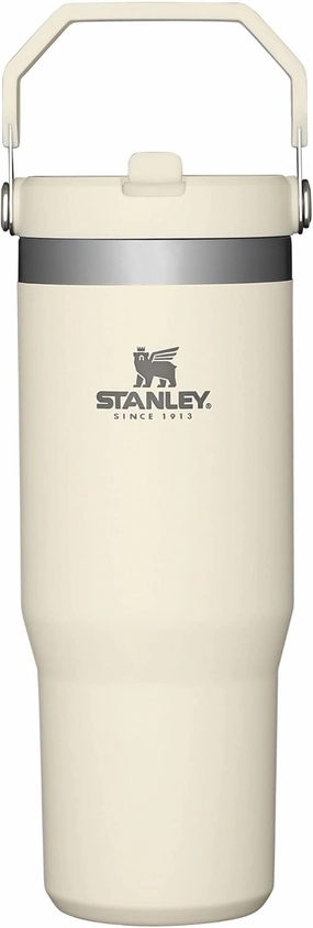 STANLEY IceFlow Stainless Steel Tumbler with Straw - Vacuum Insulated Water Bottle for Home, Office or Car - Reusable Cup with Straw Leak Resistant Flip - Cold for 12 Hours or Iced for 2 Days (Cream)